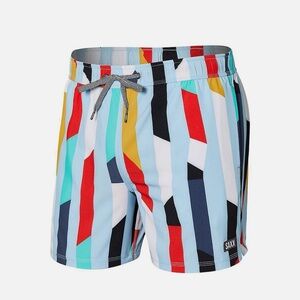 SAXX Oh Buoy Men’s 5" Swim Trunks In Cutwork Strip, sz L